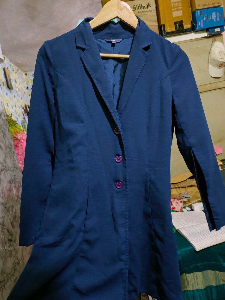 Ajio Navy Blue Full Sleeves Blazer