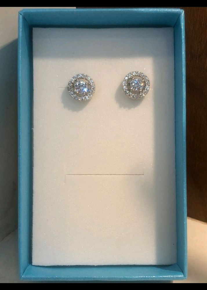 Zirconia Diamond Earrings Tops Pure Silver 925