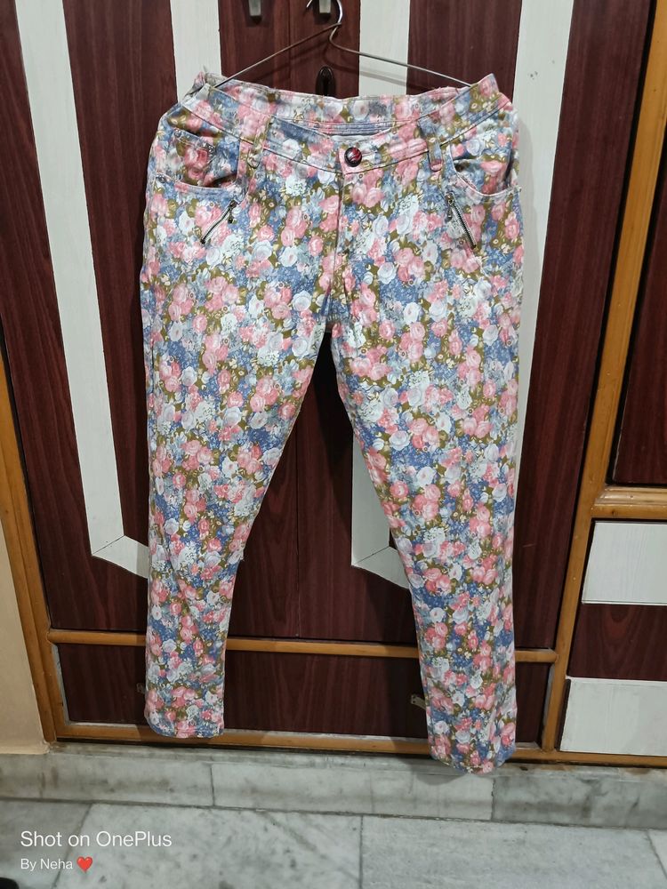 Floral Print Girlish Jean