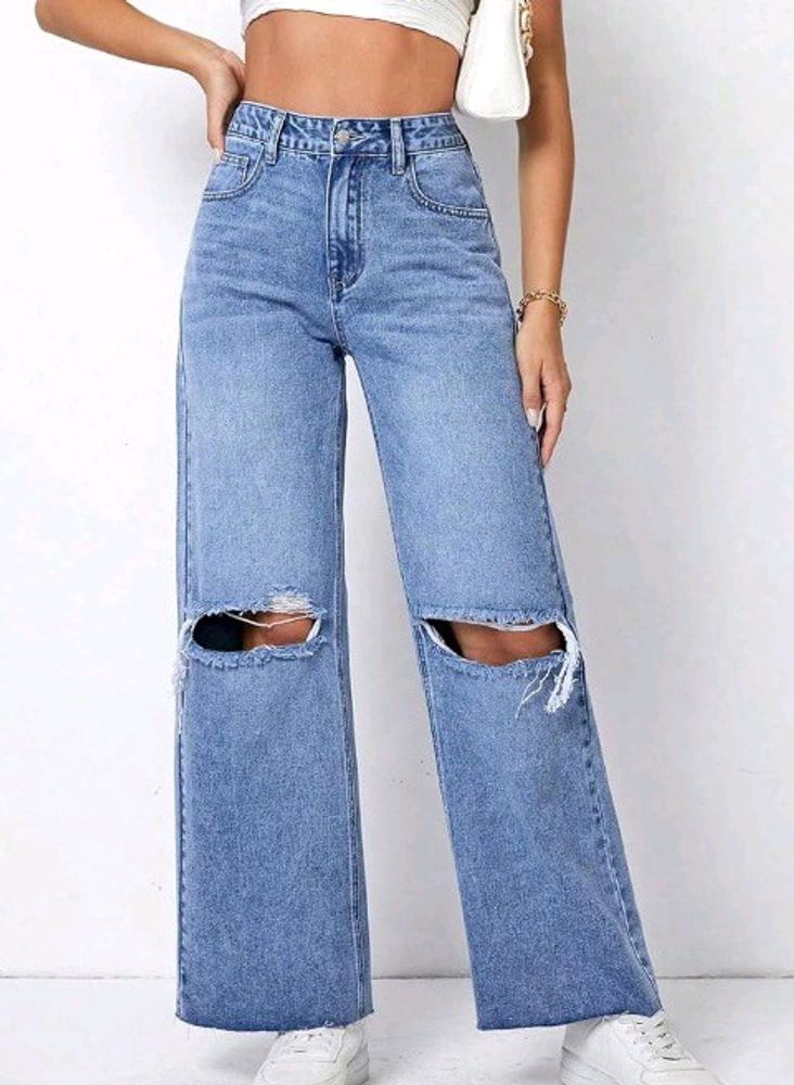 ZARA Ripped Wide Leg