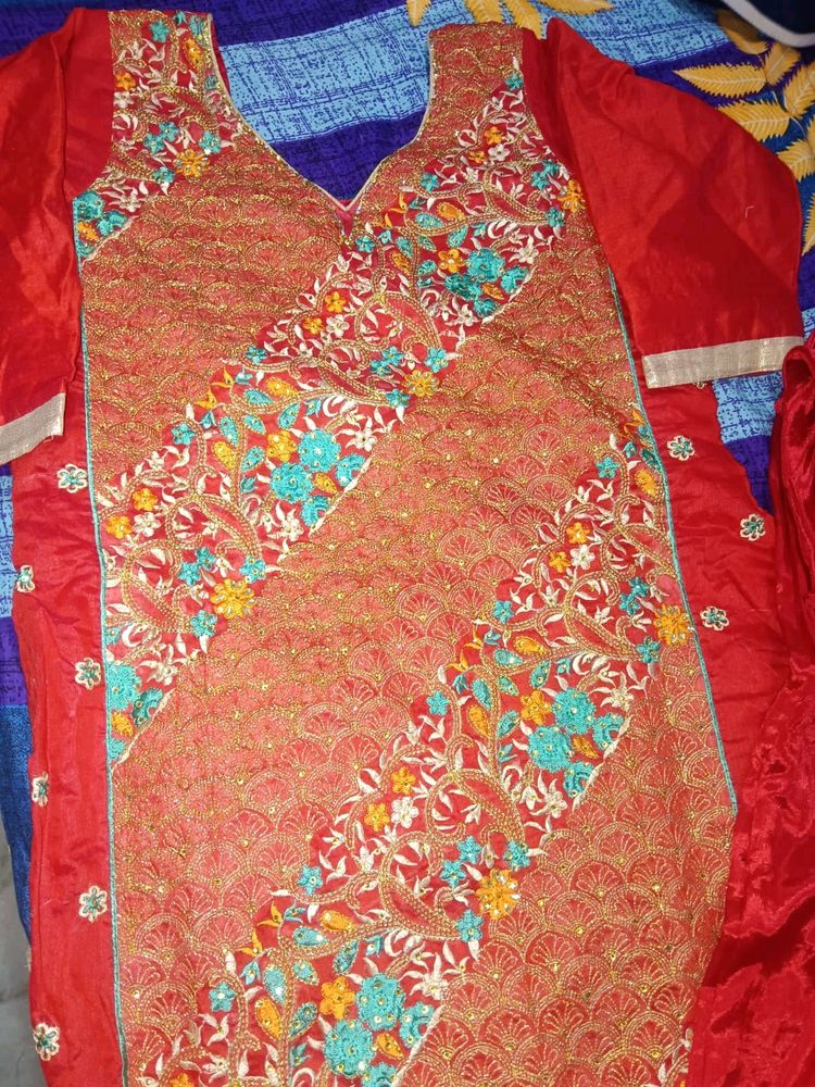 Punjabi Suit In Red Colour