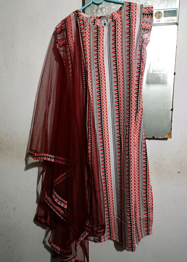 Straight Kurti Pant Set With Dupatta