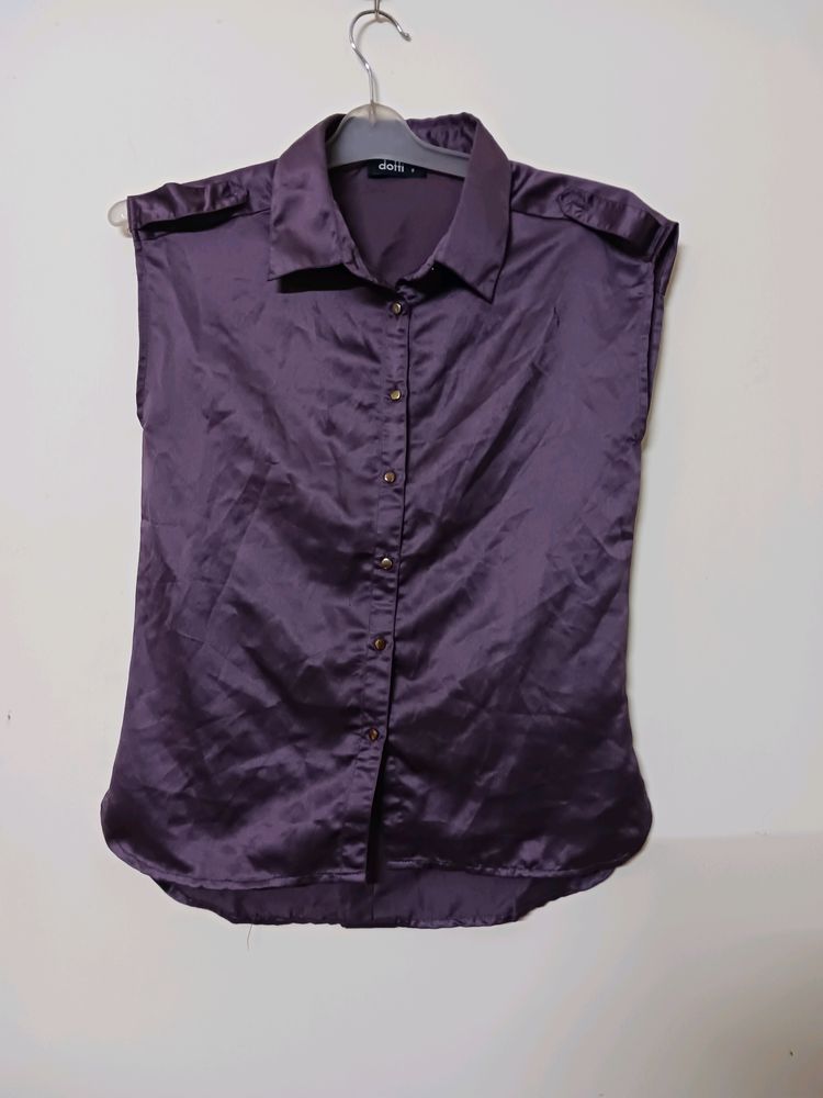 PURPLE SATIN SHIRT