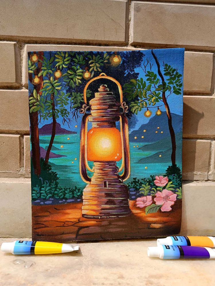 Lantern Painting On Canvas Sheets