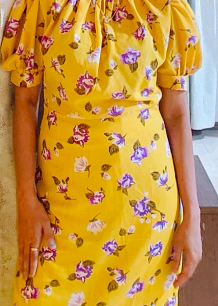 Tokyo Talkies Yellow Floral Sheath Dress