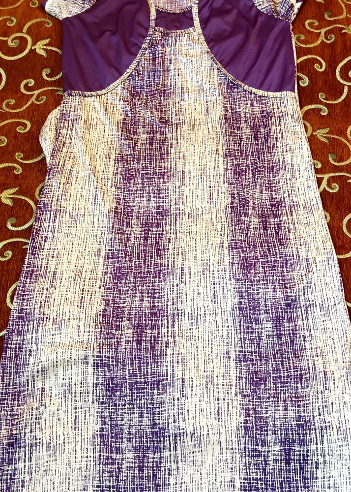 Purple Design Nighty With Pocket