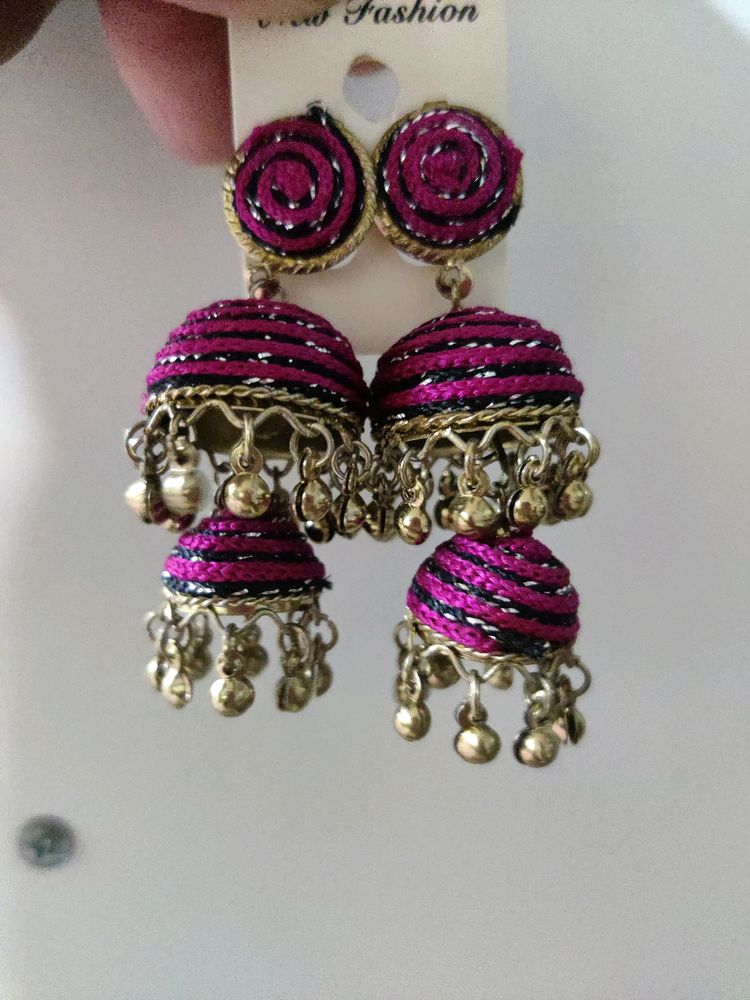 Pink Jhumkas