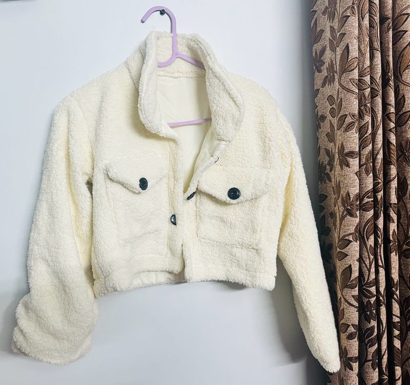 Cute Off White Crop Jacket