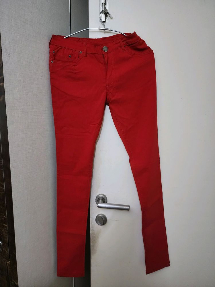 Red Stretchable Jeans/Trousers