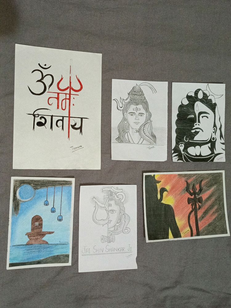 6 Drawings of Lord Shiva Ji