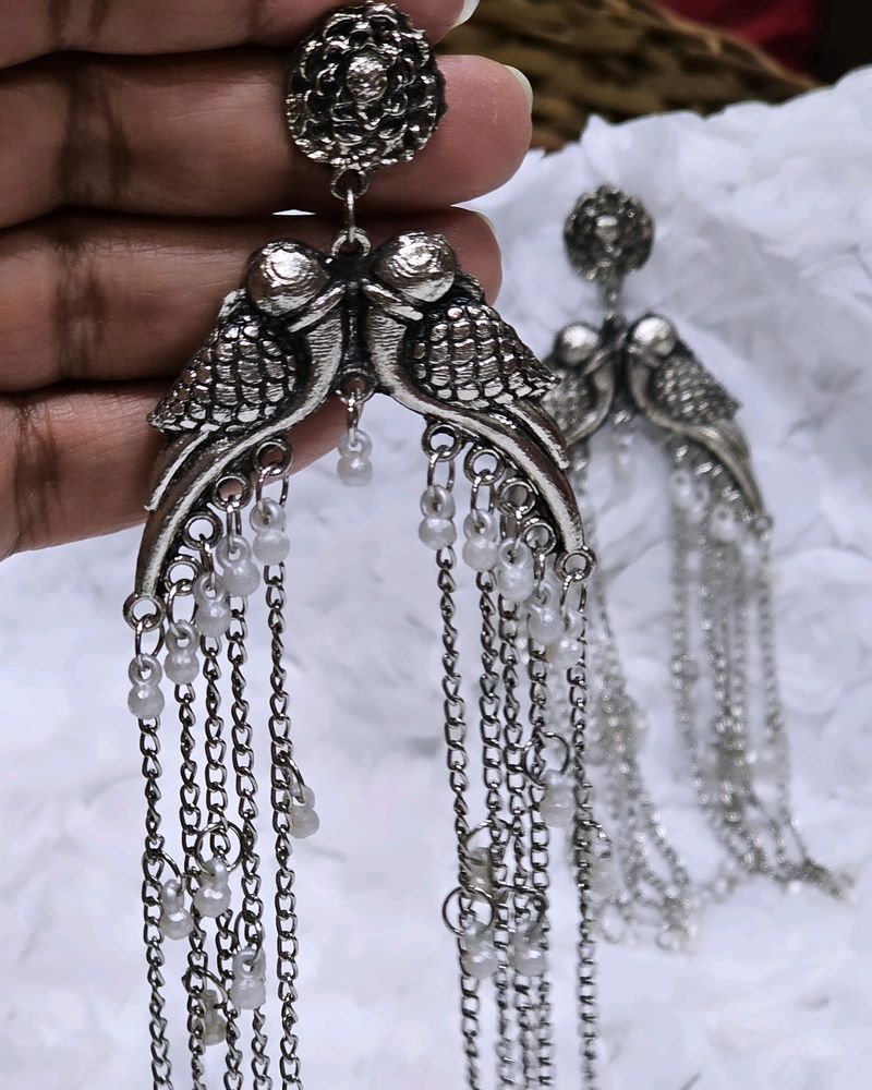 Oxidized Peacock Earrings 🦚