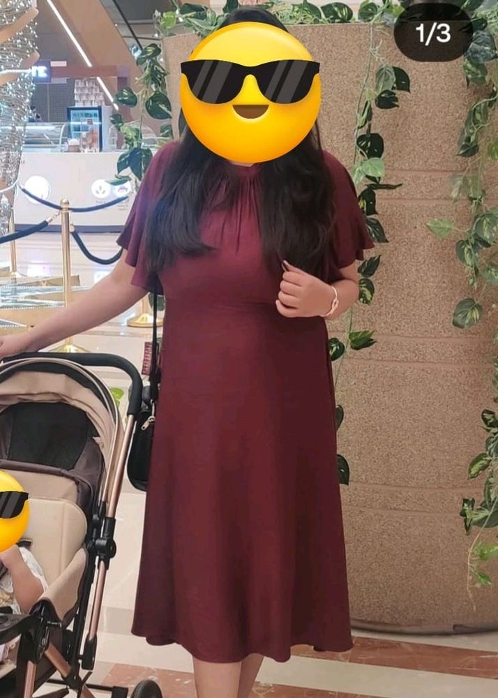 Wine Colour AND Midi Dress