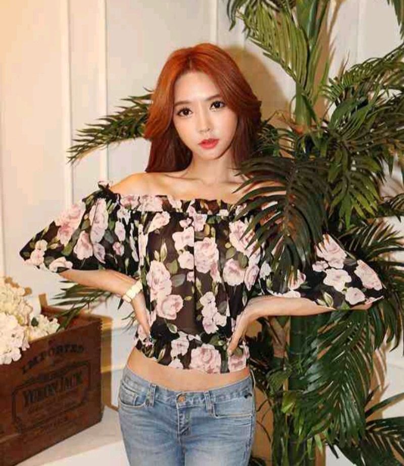 New Korean Off Shoulder Floral Bardot