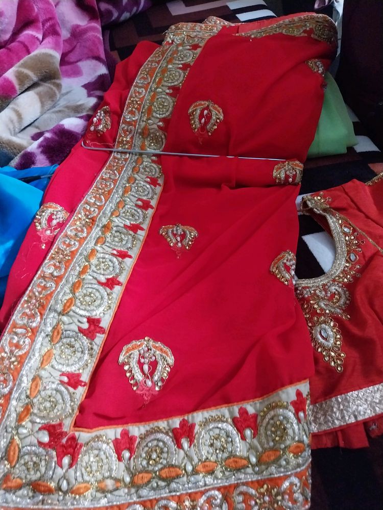 Heavy Saree With Designer Blouse Front And Back