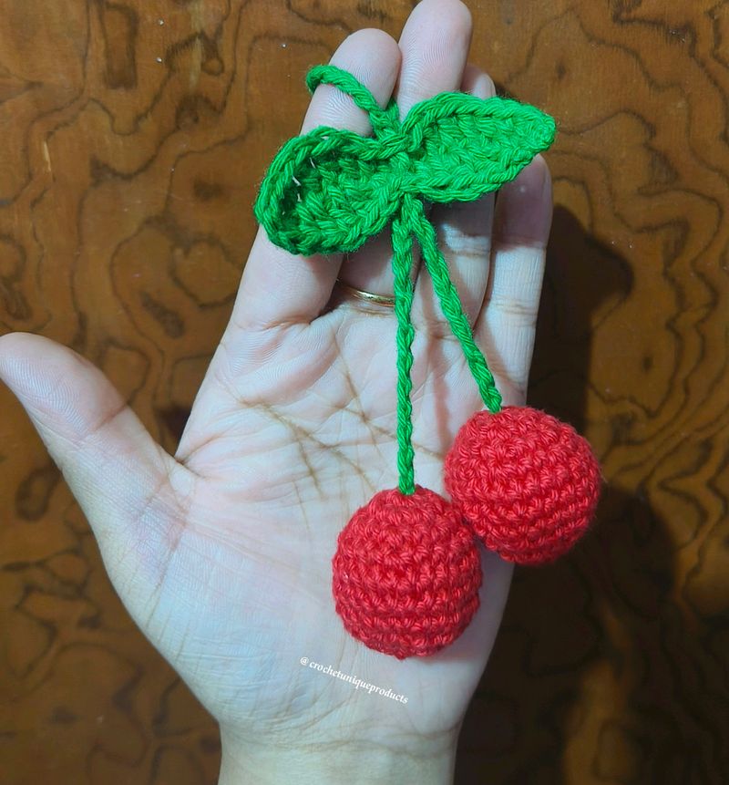 Crochet Cherry Keychain/ Bag Charm