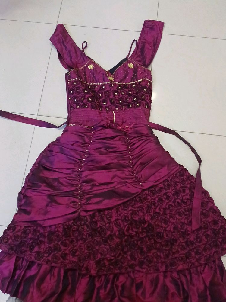 Wine Coloured Rose Frock