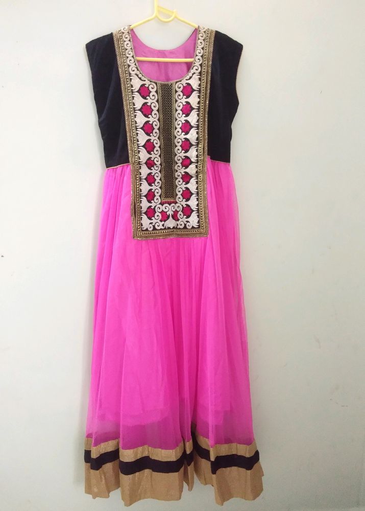 Magenta Colour Anarkali Pattern Kurti/Ethnic Gown