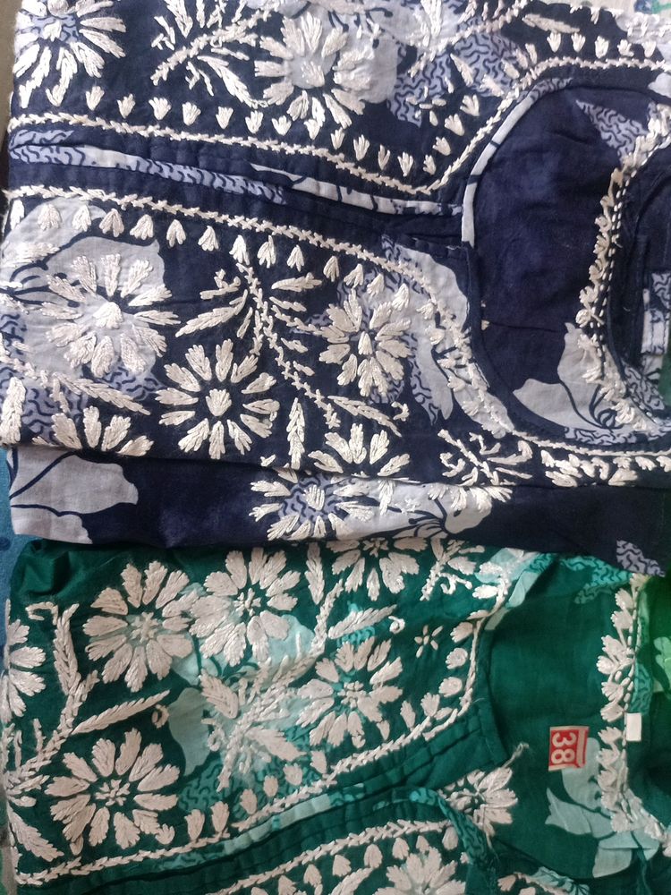 Combo of Chikankari Mul Cotton kurti