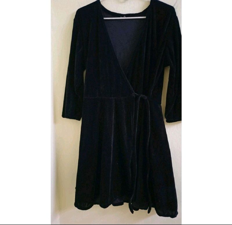 Black Layered Wrap Dress.