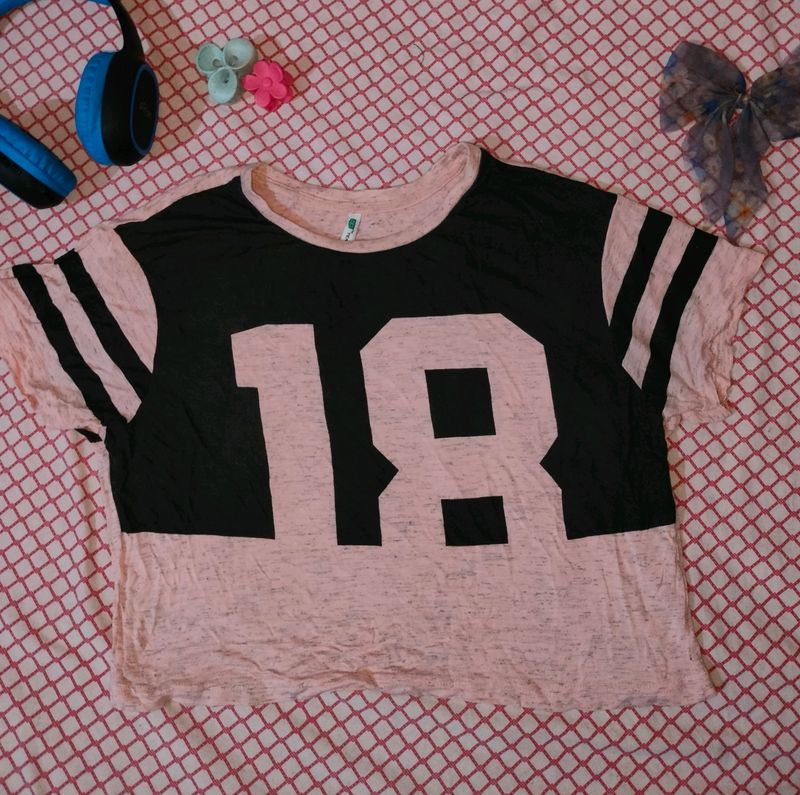 Pink And Black Crop Top