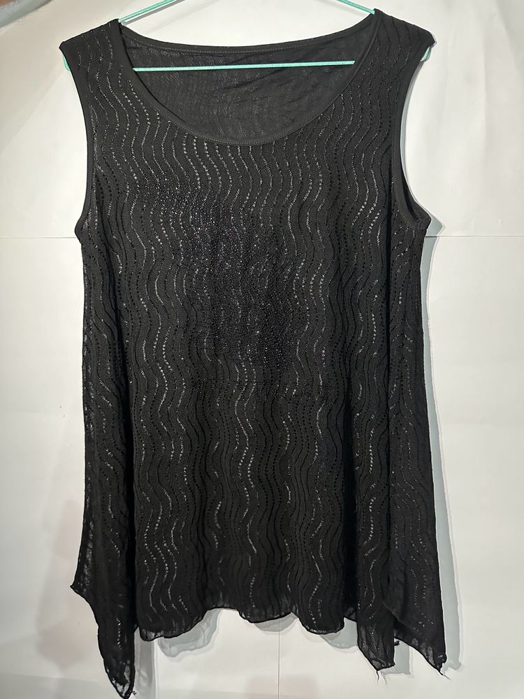 Sleeveless Black Top For Girls