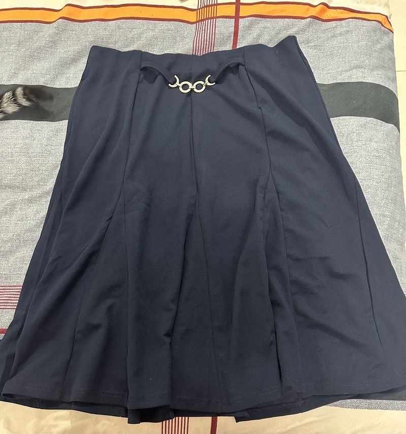 Navy Blue Knee Length Skirt