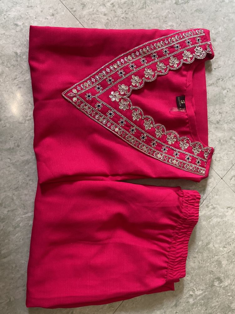 Pink V Neck Kurti