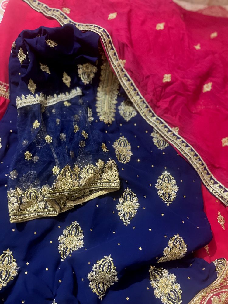 Sharara Set Blue Pink Combination