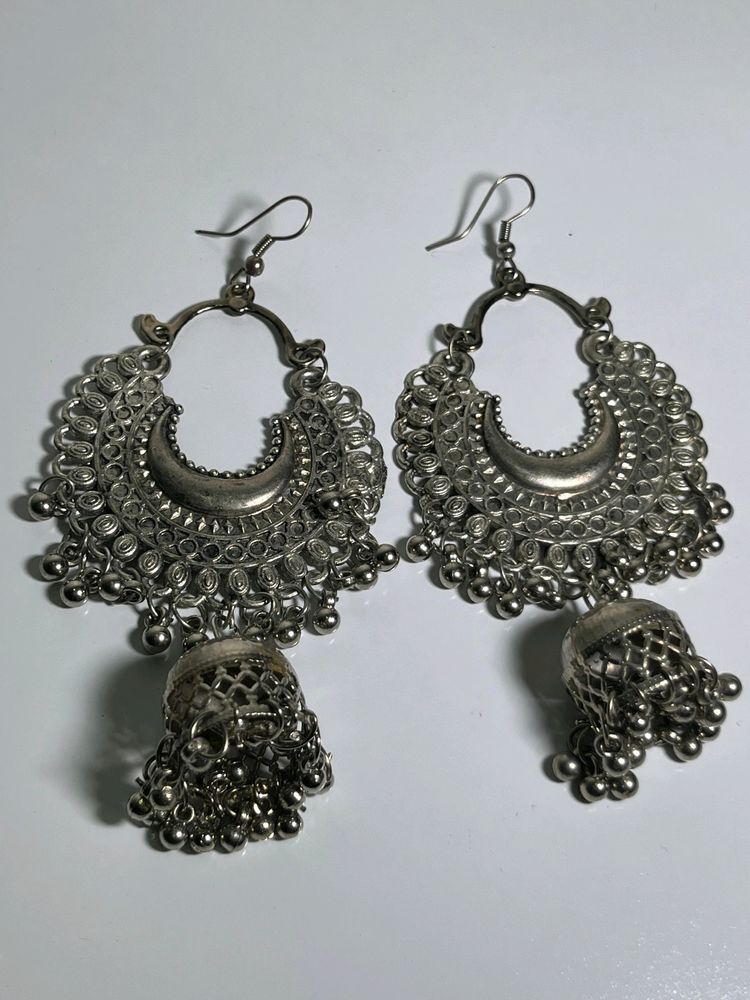 Traditional Silver Jhumka Earrings