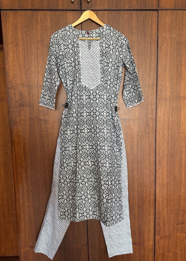 Grey Printed Kurta Set