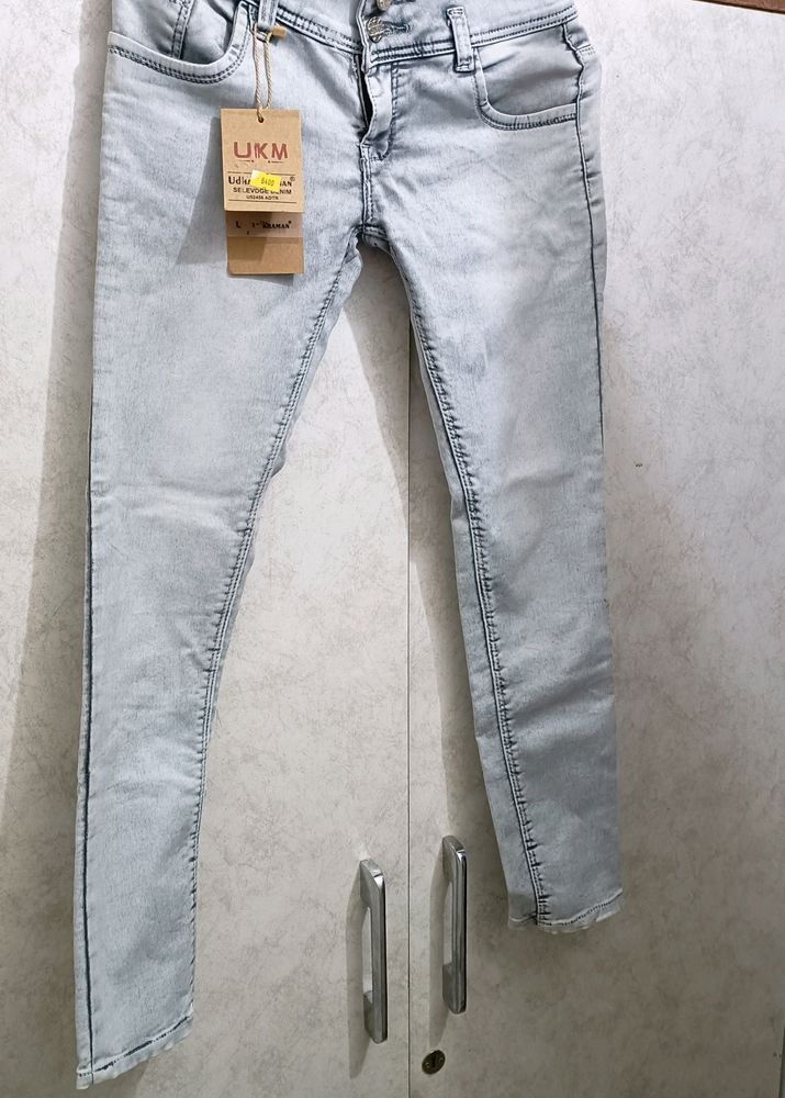 New High Waist Grey Jeans