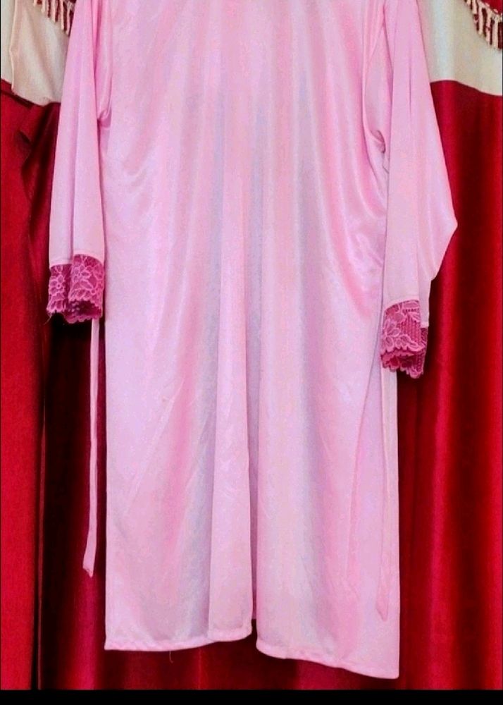 Pink Satin Short Nighty