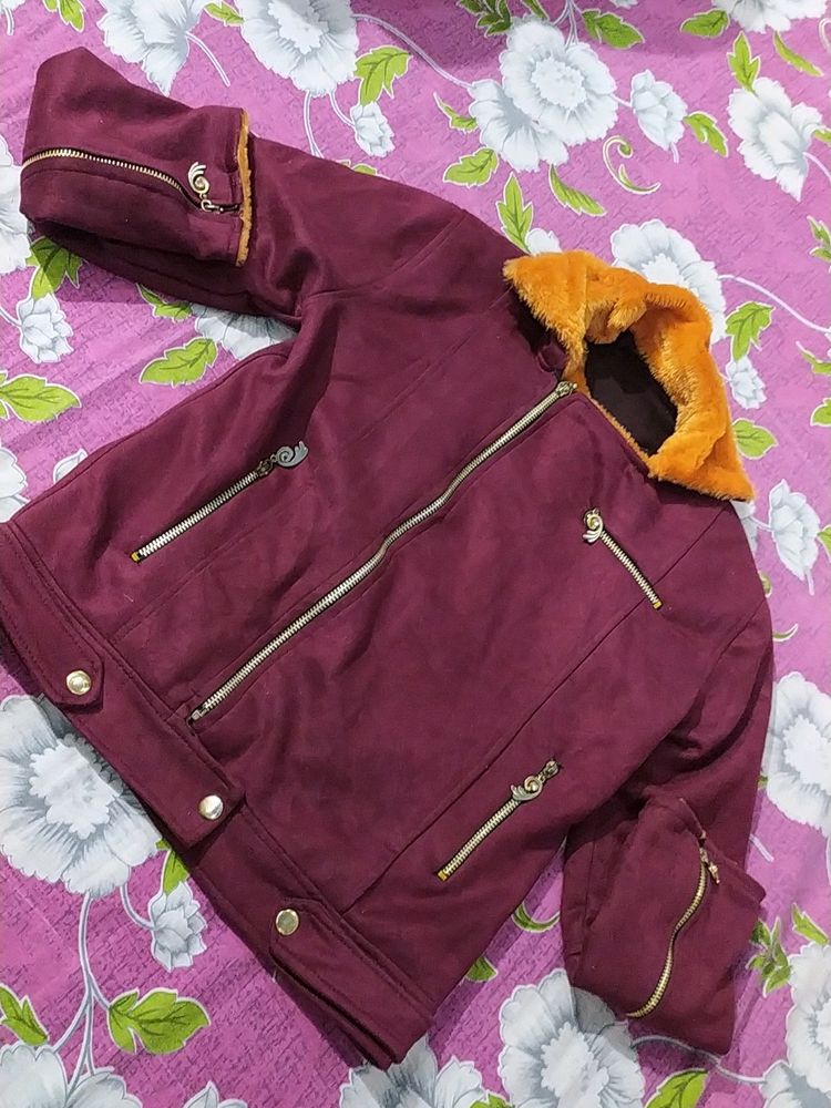 Girls Fancy Semi Winter Jacket- Chain On 5 Side