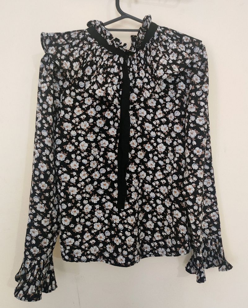 Black &white Floral Shirt