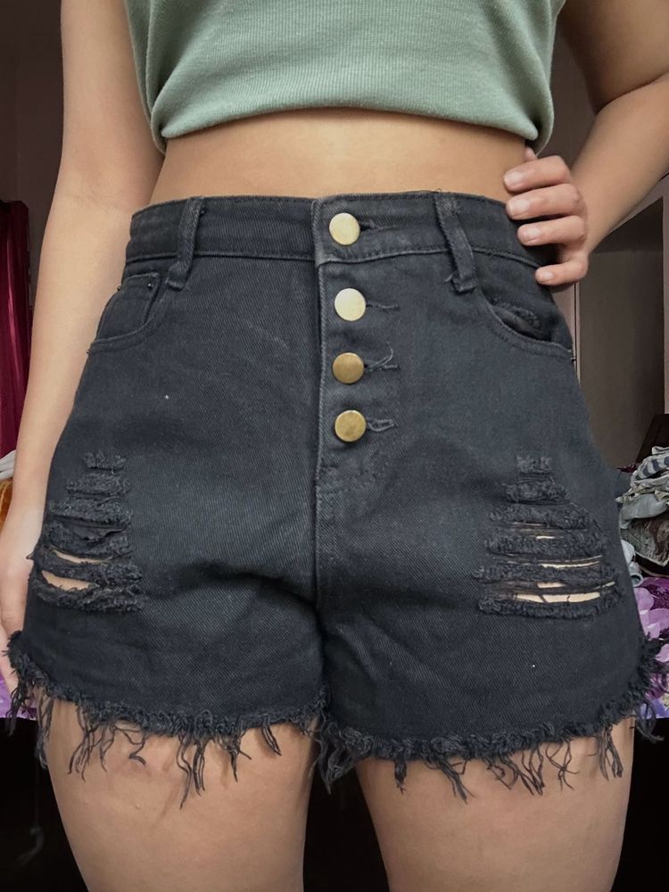 Black Denim Shorts