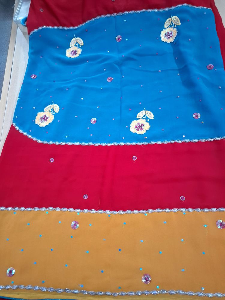 Beautiful Chiffon Saree With Work