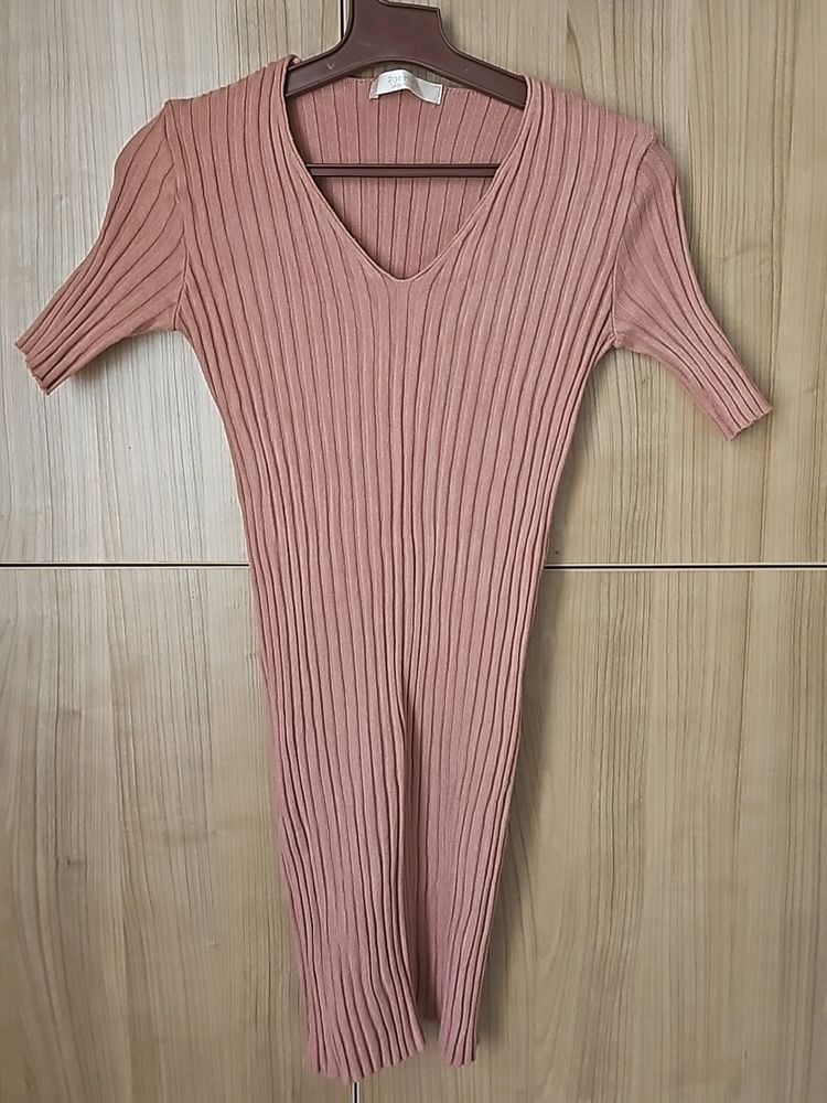 Ribbed Peach Dress