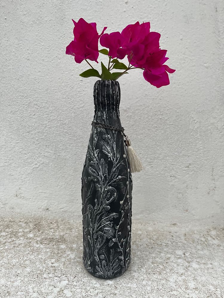 Texture Painted “Black Beauty” Flower Vase