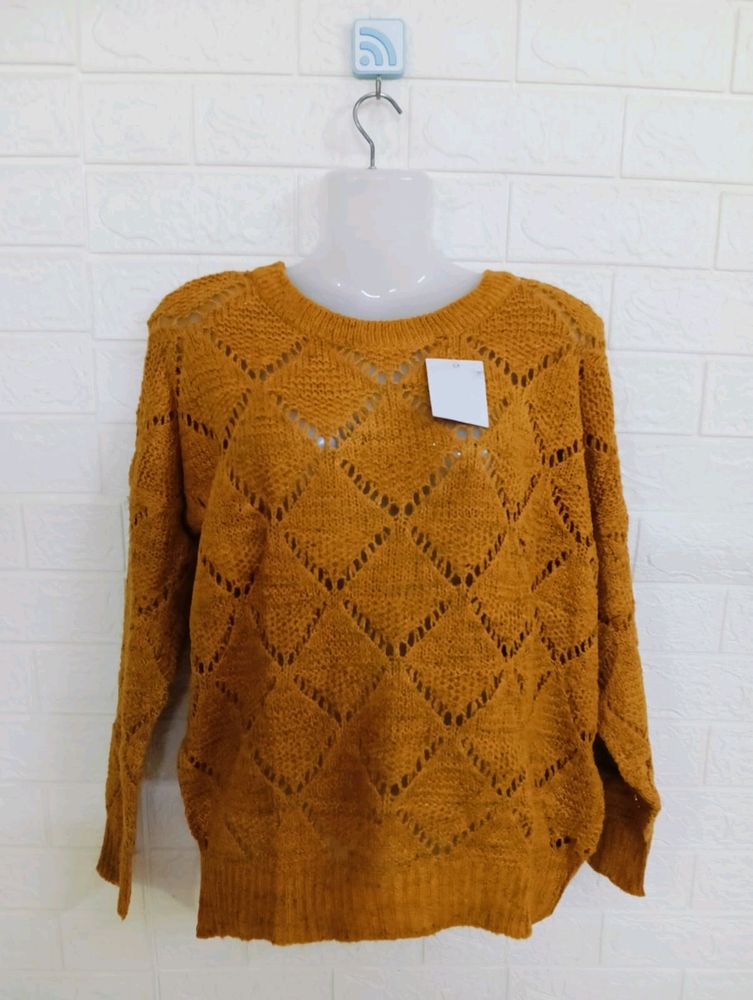 Mustard Crochet Sweater