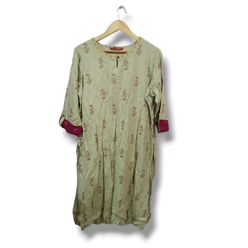 Avaasa Khaki Jari And Printed Kurta (Women's)