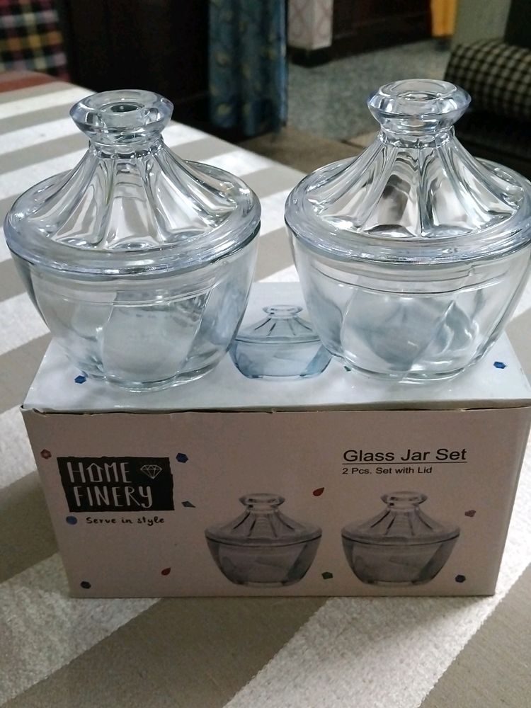 Glass Jar Set 2 Pcs.set With Lid