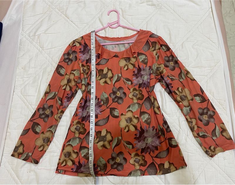 Floral Korean Imported Top Stretchy