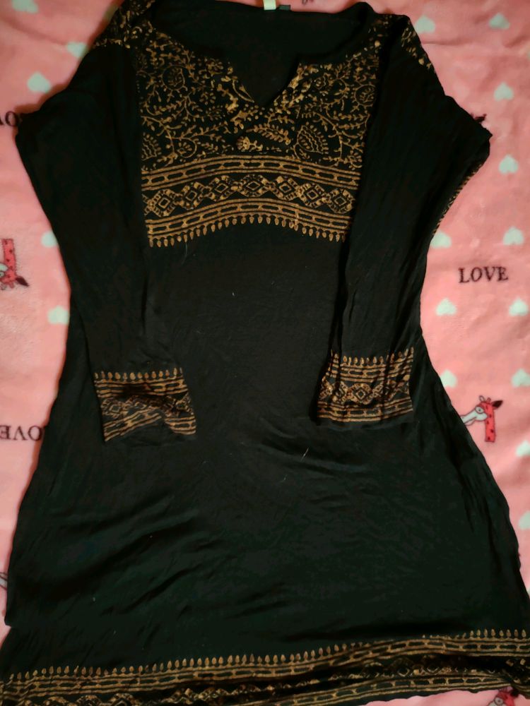 Black Ira Soleil Kurti With Golden Print