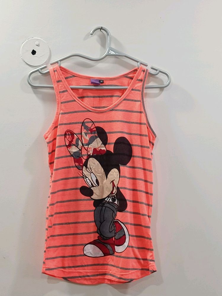 Cut Sleeve Neon Mickey Mouse Top