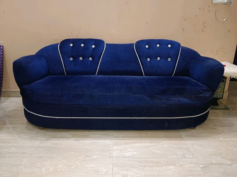 Royal Blue Velvet Sofa Set 3 Pcs