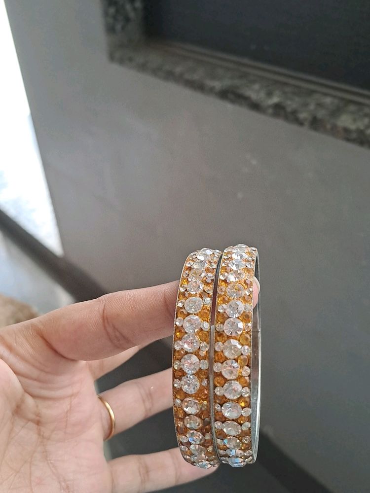 Yellow Color Diamon Bangle 2 Pce