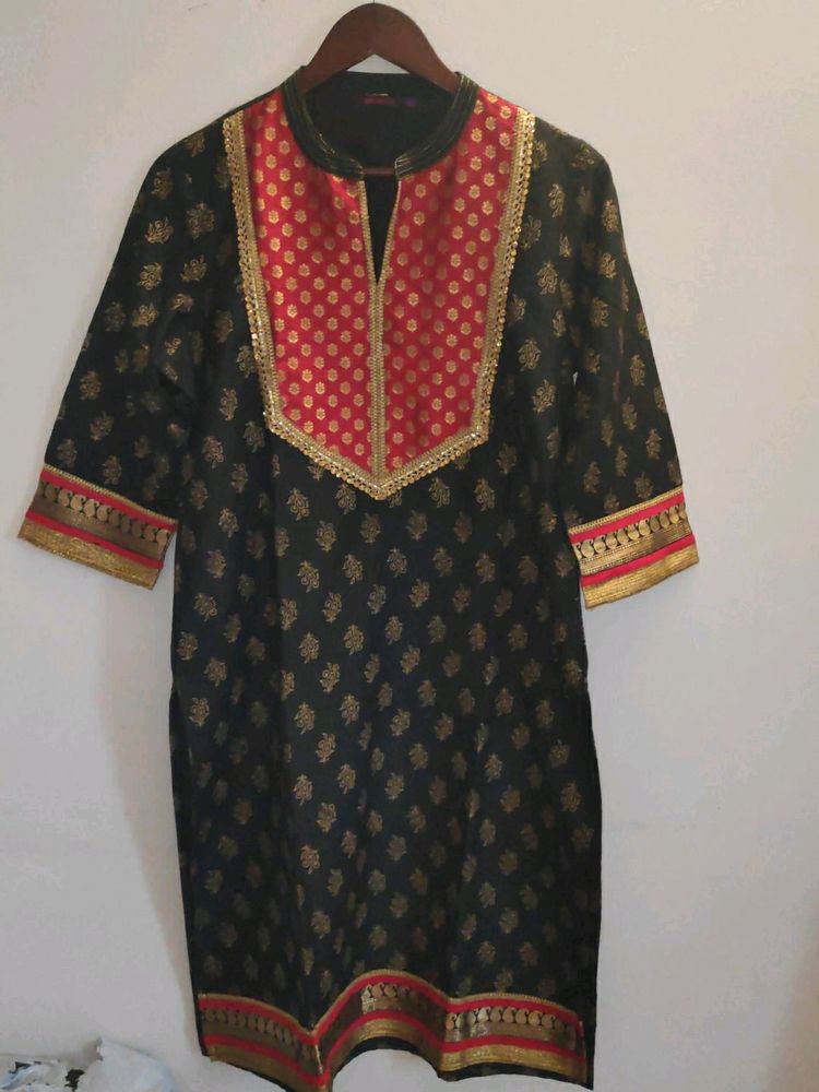 Black kurti with red legging