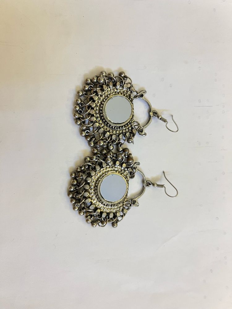 Oxidised Mirror earrings