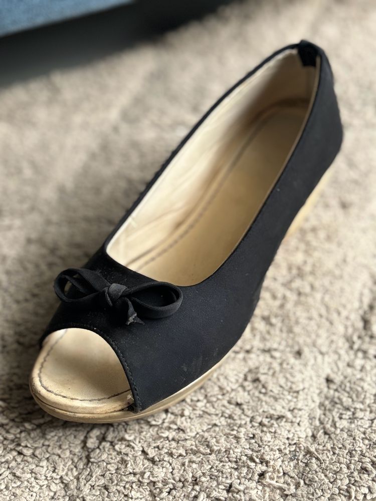 Black Peep Toe Wedges