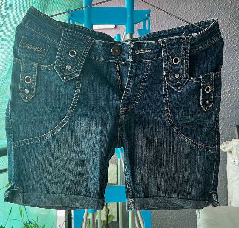 32 Inch Denim Short, Dark Blue Shaded